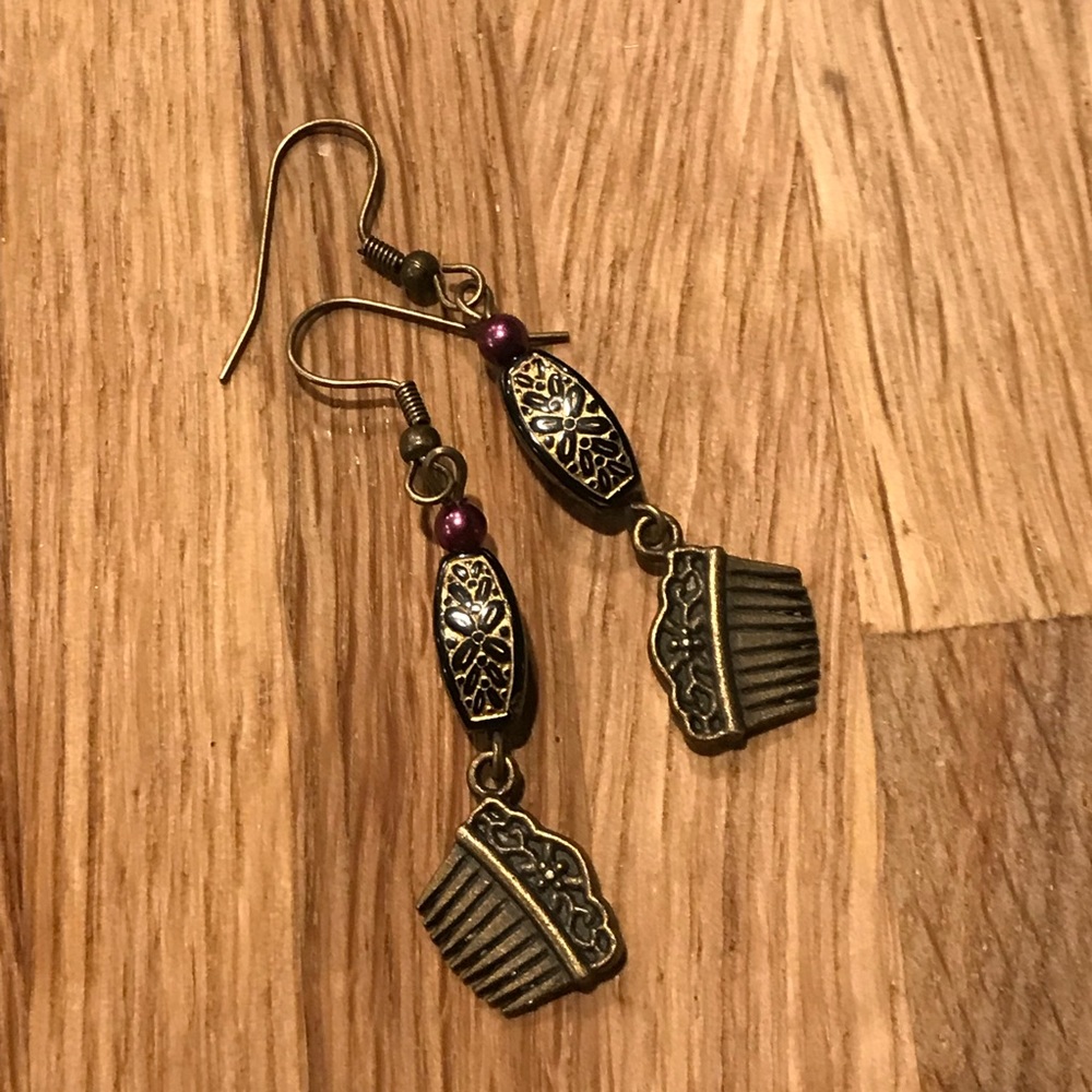 Handmade Boho Chinese Combs Dangling Antique Style Earrings